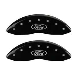 MGP 4 Caliper Covers Engraved Front & Rear Oval logo/Ford Black finish silver ch