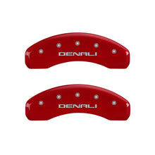 Cargar imagen en el visor de la galería, MGP 4 Caliper Covers Engraved Front &amp; Rear Denali Red Finish Silver Char 2018 GMC Canyon