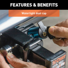 Load image into Gallery viewer, Curt 1/2in Hitch Lock w/5/8in Adapter (1-1/4in or 2in Receiver Right-Angle Chrome)