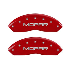 MGP Set of 4 Caliper Covers, Engraved Front and Rear: Red Powder Coat Finish, Silver Characters.