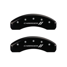Charger l&#39;image dans la galerie, MGP 4 Caliper Covers Engraved Front &amp; Rear With stripes/Charger Black finish silver ch