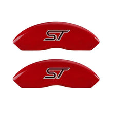Charger l&#39;image dans la galerie, MGP 4 Caliper Covers Engraved Front &amp; Rear No Bolts/St Red Finish Silver Char 2018 Ford Fusion