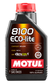 Motul 1L Synthetic Engine Oil 8100 0W20 ECO-LITE image 1
