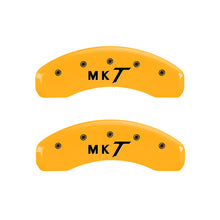 Cargar imagen en el visor de la galería, MGP 4 Caliper Covers Engraved Front Lincoln Engraved Rear MKT Yellow finish black ch