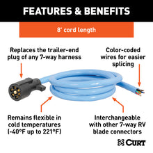 Load image into Gallery viewer, Curt 8ft Cold-Weather Replacement 7-Way RV Blade Harness (Trailer Side)