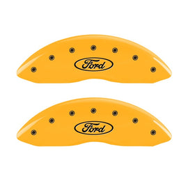 MGP Front set 2 Caliper Covers Engraved Front Oval logo/Ford Yellow finish black ch