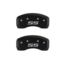 Laden Sie das Bild in den Galerie-Viewer, MGP 4 Caliper Covers Engraved Front &amp; Rear Monte Carlo style/SS Red finish silver ch