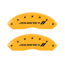 Charger l&#39;image dans la galerie, MGP 4 Caliper Covers Engraved Front &amp; Rear With stripes/Journey Yellow finish black ch