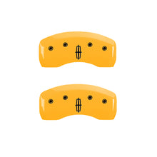 Carica l&#39;immagine nel visualizzatore di Gallery, MGP 4 Caliper Covers Engraved Fr Lincoln Rr Star Logo Yellow Finish Blk Char 17 Lincoln Continental
