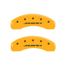 Cargar imagen en el visor de la galería, MGP 4 Caliper Covers Engraved Front &amp; Rear With out stripes/Journey Yellow finish black ch