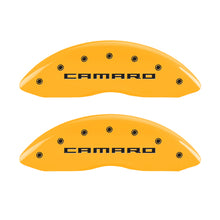 Carica l&#39;immagine nel visualizzatore di Gallery, MGP 4 Caliper Covers Engraved Front Gen 5/Camaro Engraved Rear Gen 5/Z28 Yellow finish black ch