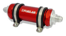 Load image into Gallery viewer, Fuelab 828 In-Line Fuel Filter Long -10AN In/-8AN Out 100 Micron Stainless - Red