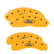 Charger l&#39;image dans la galerie, MGP 4 Caliper Covers Engraved Front &amp; Rear Oval Logo/Ford Yellow Finish Black Char 2003 Ford Focus