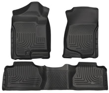 Laden Sie das Bild in den Galerie-Viewer, Husky Liners 07-12 Chevy Silverado/GMC Sierra Extended Cab WeatherBeater Combo Black Floor Liners
