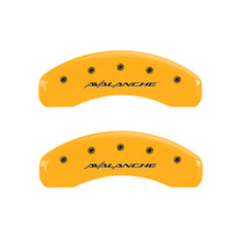Cargar imagen en el visor de la galería, MGP 4 Caliper Covers Engraved F &amp; R Avalanche Yellow Finish Black Char 2000 Chevrolet Silverado 2500