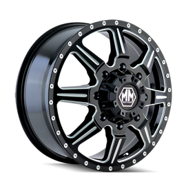 Mayhem 8101 Monstir 19.5x6.75/8x165.1 BP/102mm Offset/116.7mm Hub Front Black w/ Milled Spokes Wheel