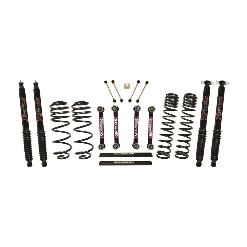Skyjacker 03-06 Jeep TJ 4in D-Rate Long Travel Kit w/ OE FR/RR Lower Flex Links/Black Max Shocks