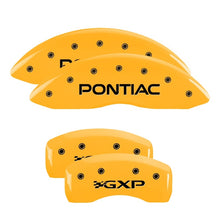 Cargar imagen en el visor de la galería, MGP 4 Caliper Covers Engraved Front Pontiac Rear Gxp Yellow Finish Blk Char 2005 Pontiac Bonneville