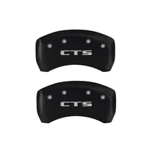 Cargar imagen en el visor de la galería, MGP 4 Caliper Covers Engraved Front Cursive/Cadillac Engraved Rear CTS Red finish silver ch