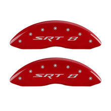 Laden Sie das Bild in den Galerie-Viewer, MGP 4 Caliper Covers Engraved Front &amp; Rear SRT8 Red finish silver ch