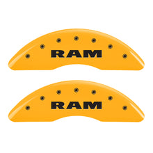 Cargar imagen en el visor de la galería, MGP 4 Caliper Covers Engraved Front RAM Engraved Rear RAMHEAD Yellow finish black ch