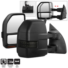 Carica l&#39;immagine nel visualizzatore di Gallery, xTune 08-15 Ford Super Duty LED Telescoping Manual Mirrors - Smk (Pair) (MIR-FDSD08S-G4-MA-RSM-SET)