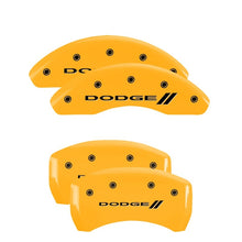 Cargar imagen en el visor de la galería, MGP 4 Caliper Covers Engraved F &amp; R Bowtie Yellow Finish Black Char 2002 Chevrolet Silverado 1500