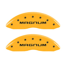 गैलरी व्यूवर में इमेज लोड करें, MGP 4 Caliper Covers Engraved Front &amp; Rear Magnum Yellow Finish Black Char 2006 Dodge Charger