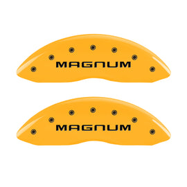 MGP 4 Caliper Covers Engraved Front & Rear Magnum Yellow Finish Black Char 2006 Dodge Charger