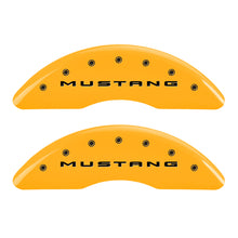 Charger l&#39;image dans la galerie, MGP 4 Caliper Covers Engraved Front 2015/Mustang Engraved Rear 2015/50 Yellow finish black ch