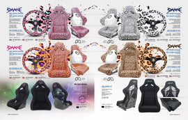 FRP Bucket Seat PRISMA- SAVAGE Edition w/ White Pearlized Back Snow Leopard Print- Medium