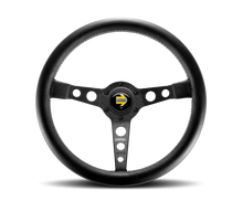 Carica l&#39;immagine nel visualizzatore di Gallery, Momo Prototipo Steering Wheel 350 mm - Black Leather/Wht Stitch/Black Spokes