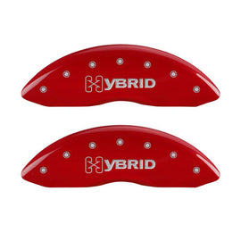 MGP 4 Caliper Covers Engraved Front & Rear GM Style/Hybrid Red finish silver ch