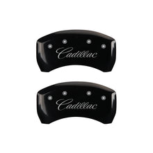 Carica l&#39;immagine nel visualizzatore di Gallery, MGP 4 Caliper Covers Engraved F &amp; R Cursive/Cadillac Black Finish Silver Char 2016 Cadillac CT6