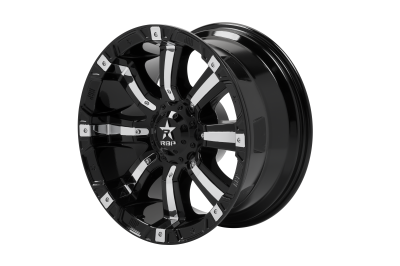 RBP 94R 20x10 5x150 BP / 4.5 BS -25mm Offset 110mm CB (Hub Centric) Black w/Chrome Inserts Wheel