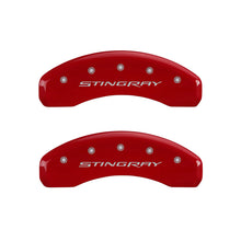 Laden Sie das Bild in den Galerie-Viewer, MGP 4 Caliper Covers Engraved Front &amp; Rear Stingray Red finish silver ch