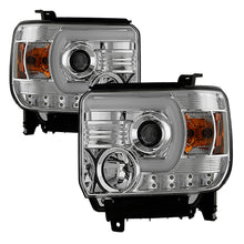 Cargar imagen en el visor de la galería, Spyder GMC Sierra 14-16 Projector Headlights Light Bar DRL Chrm PRO-YD-GS14V2-LBDRL-C