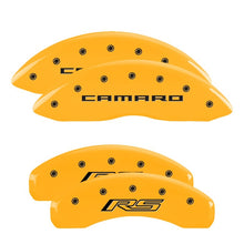 Carica l&#39;immagine nel visualizzatore di Gallery, MGP 4 Caliper Covers Engraved Front Gen 5/Camaro Engraved Rear Gen 5/RS Yellow finish black ch