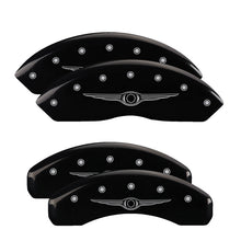 Laden Sie das Bild in den Galerie-Viewer, MGP 4 Caliper Covers Engraved Front &amp; Rear Style 1/Chrysler Wing Black finish silver ch