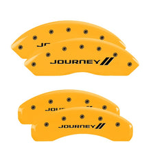 Cargar imagen en el visor de la galería, MGP 4 Caliper Covers Engraved Front &amp; Rear Bowtie Yellow finish black ch