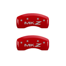 Cargar imagen en el visor de la galería, MGP 4 Caliper Covers Engraved Front Lincoln Rear MKZ Red Finish Silver Char 2019 Lincoln MKZ