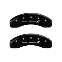 Charger l&#39;image dans la galerie, MGP 4 Caliper Covers Engraved Front &amp; Rear With stripes/Challenger Black finish silver ch