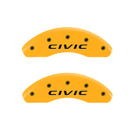 MGP 4 Caliper Covers Engraved Front 2016/CIVIC Engraved Rear 2016/CIVIC Yellow finish black ch