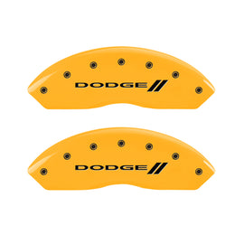 MGP 4 Caliper Covers Engraved F & R Stripes/Dodge Yellow Finish Black Char 2010 Dodge Nitro
