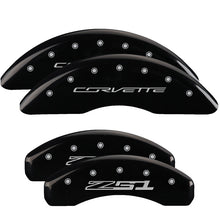 Cargar imagen en el visor de la galería, MGP 4 Caliper Covers Engraved Front Corvette C7 Engraved Rear Z51/2015 Black finish silver ch