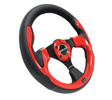 गैलरी व्यूवर में इमेज लोड करें, NRG Reinforced Steering Wheel (320mm) Blk w/Red Trim &amp; 5mm 3-Spoke