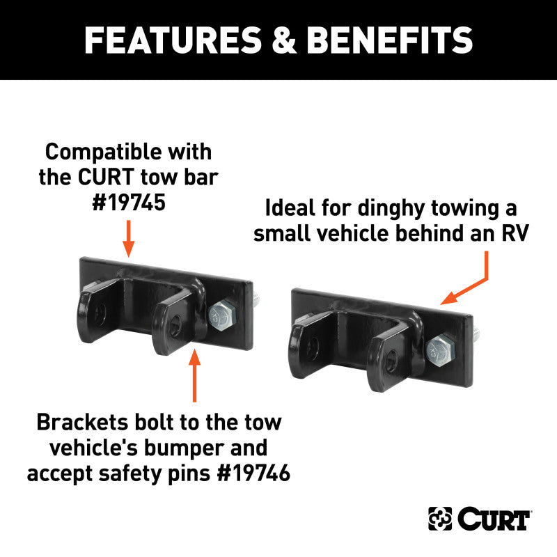 Curt Adjustable Tow Bar Bumper Brackets (1/2in Pin Holes)