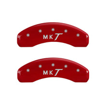 Cargar imagen en el visor de la galería, MGP 4 Caliper Covers Engraved Front Lincoln Engraved Rear MKT Red finish silver ch
