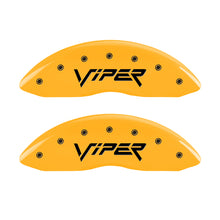 Cargar imagen en el visor de la galería, MGP 4 Caliper Covers Engraved Front Viper Rear Snake Yellow Finish Black Char 2002 Dodge Viper