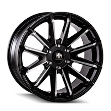 Cargar imagen en el visor de la galería, Mayhem 8109 Crossfire 20x9.5 / 5x150 BP / 10mm Offset / 110mm Hub Black w/ Milled Spokes Wheel